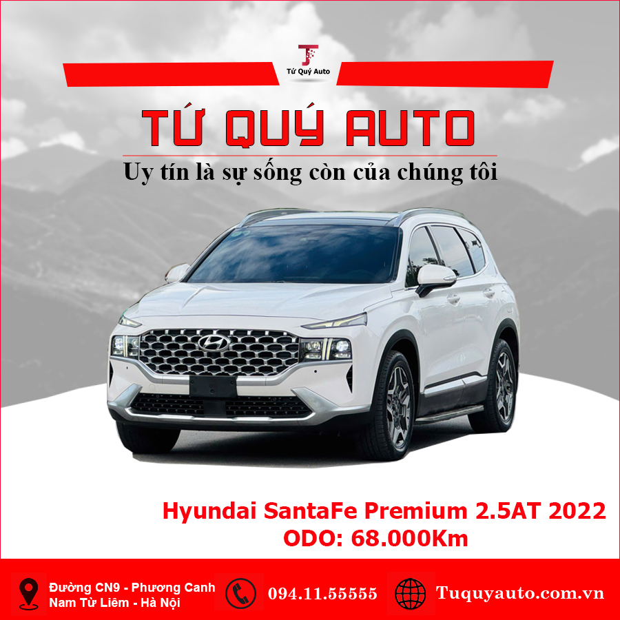 Xe Hyundai SantaFe Cao cấp 2.5L HTRAC 2022 - Trắng