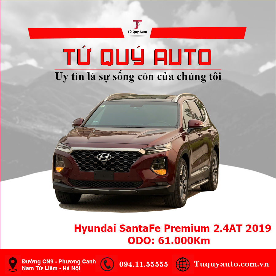Xe Hyundai SantaFe Premium 2.4L HTRAC 2019 - Đỏ