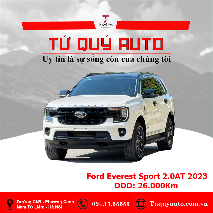 Xe Ford Everest Sport 2.0L 4x2 AT 2023 - Trắng