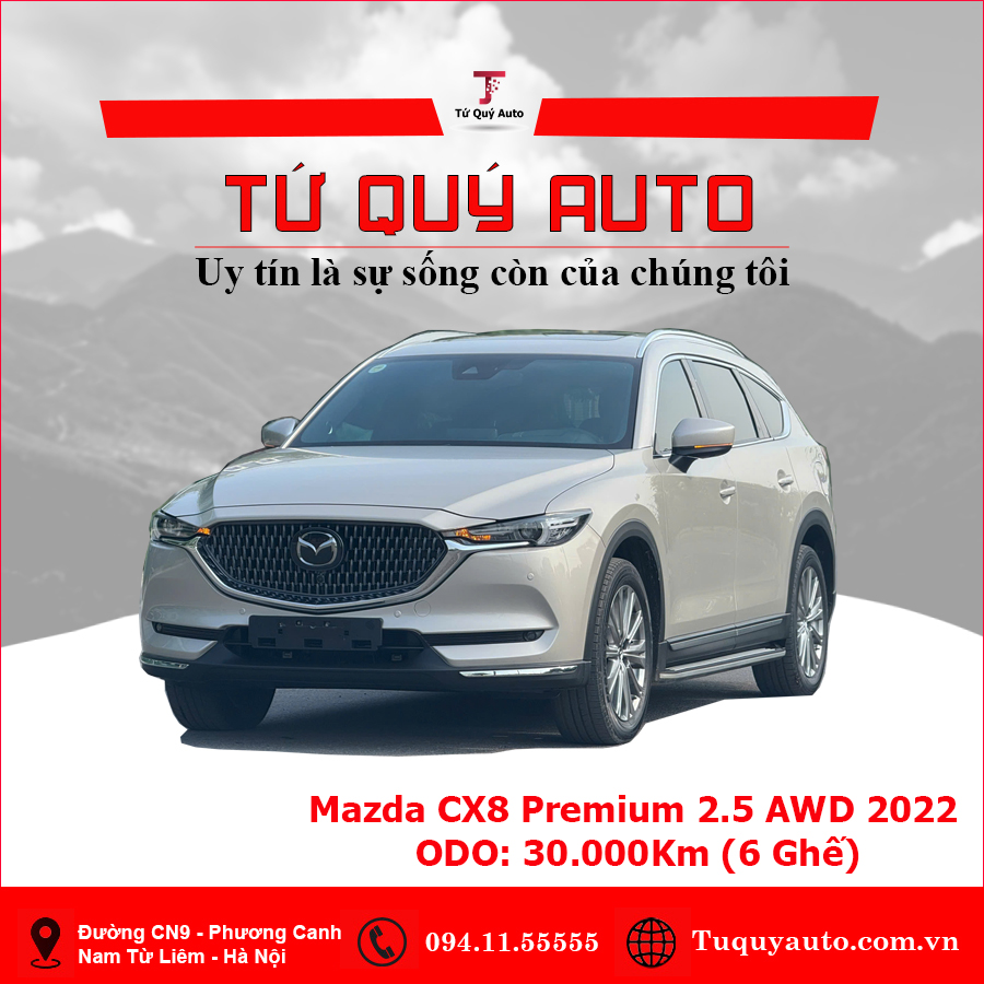 Xe Mazda CX8 Premium AWD 6S 2022 - Vàng Sâm Panh