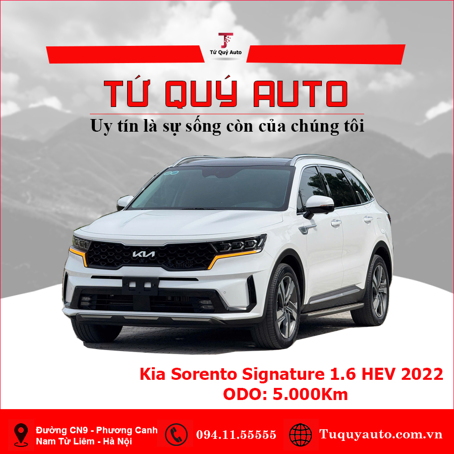 Xe Kia Sorento Signature 1.6 AT AWD Hybrid 2022 - Trắng