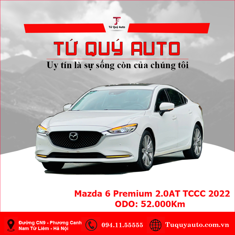 Xe Mazda 6 Premium 2.0 AT 2022 - Trắng