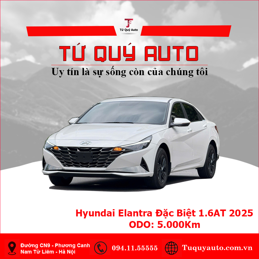 Xe Hyundai Elantra 1.6 AT Đặc biệt 2025 - Trắng