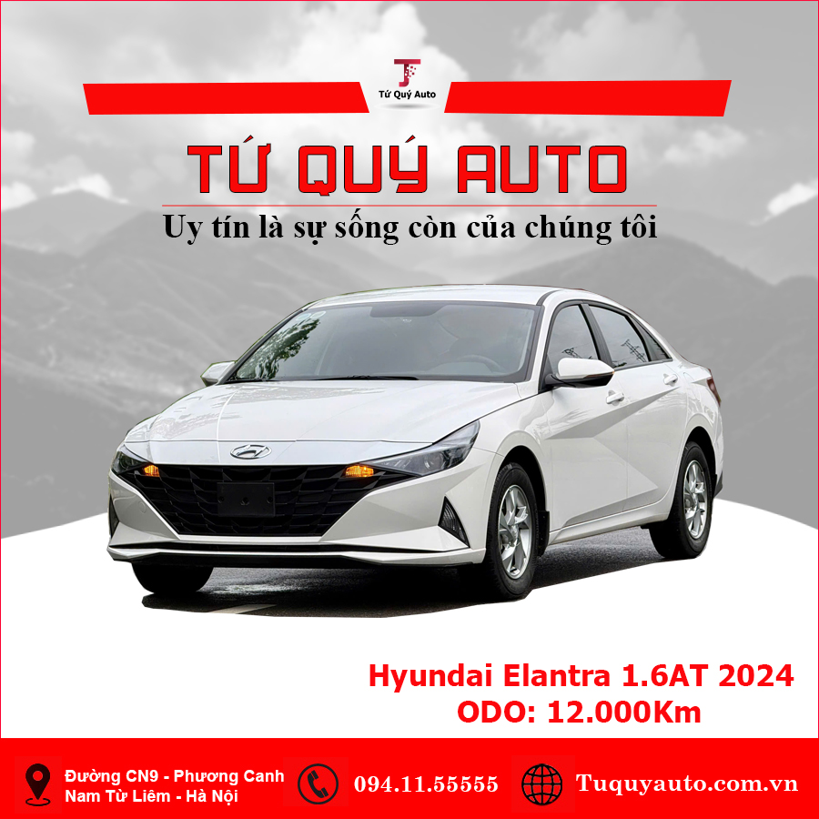 Xe Hyundai Elantra 1.6 AT Tiêu chuẩn 2024 - Trắng