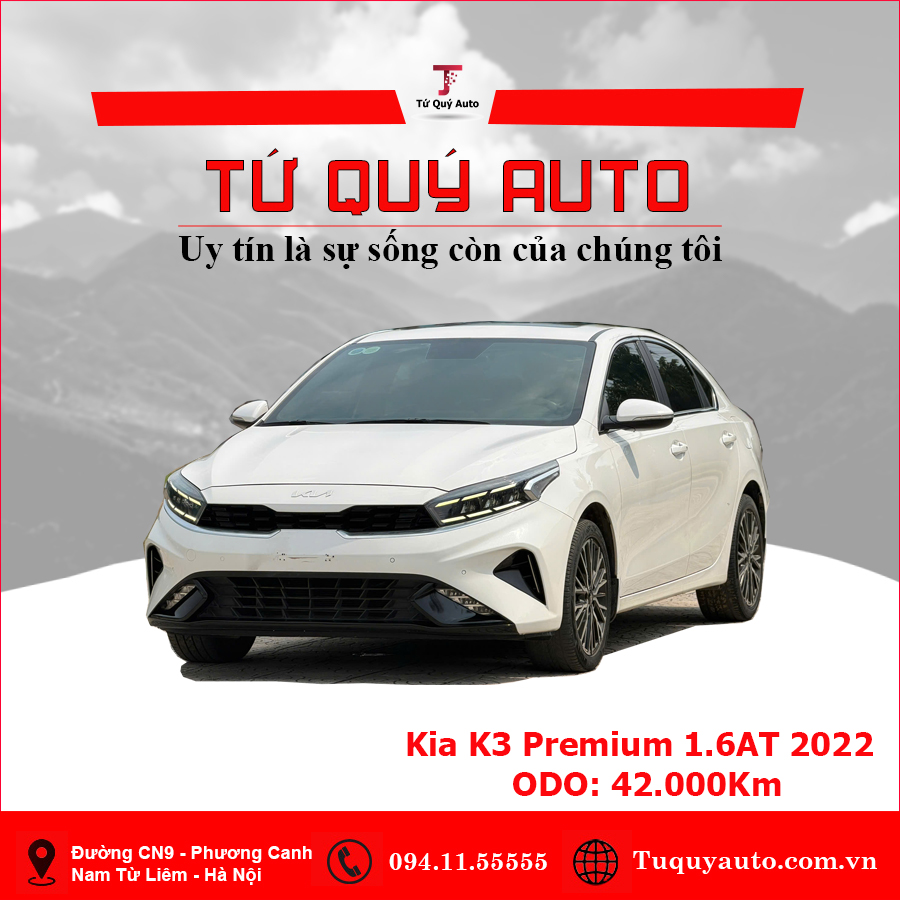 Xe Kia K3 Premium 1.6 AT 2022 - Trắng