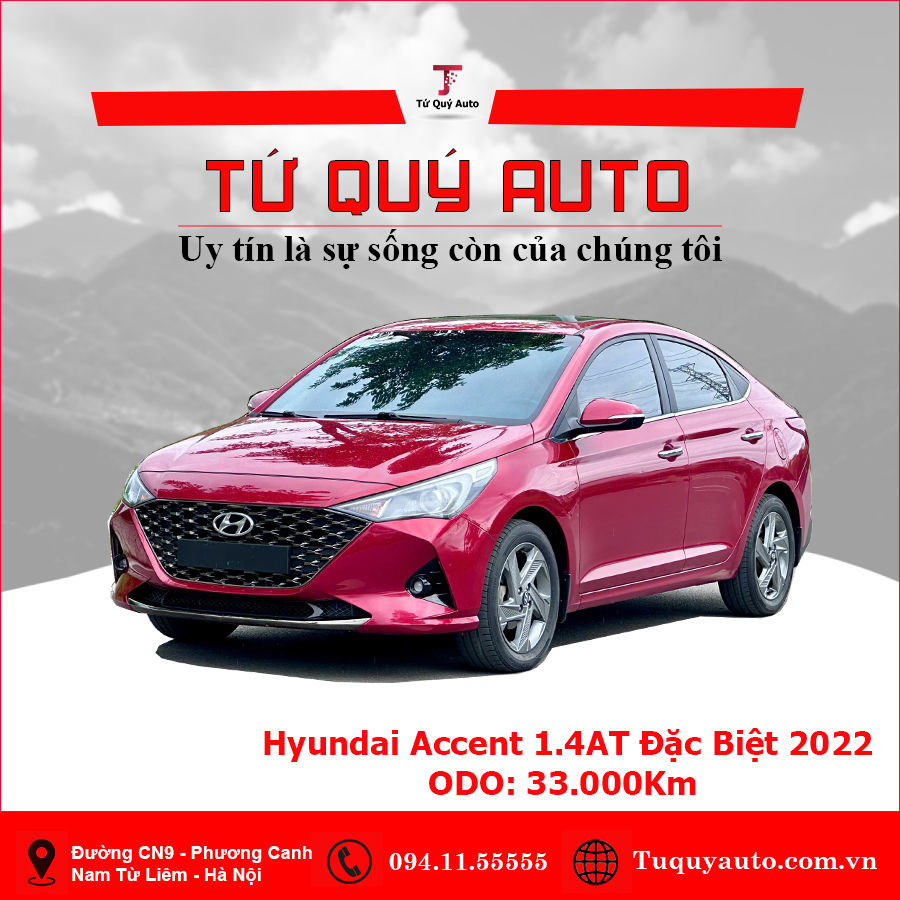 Xe Hyundai Accent 1.4 AT Đặc Biệt 2022 - Đỏ