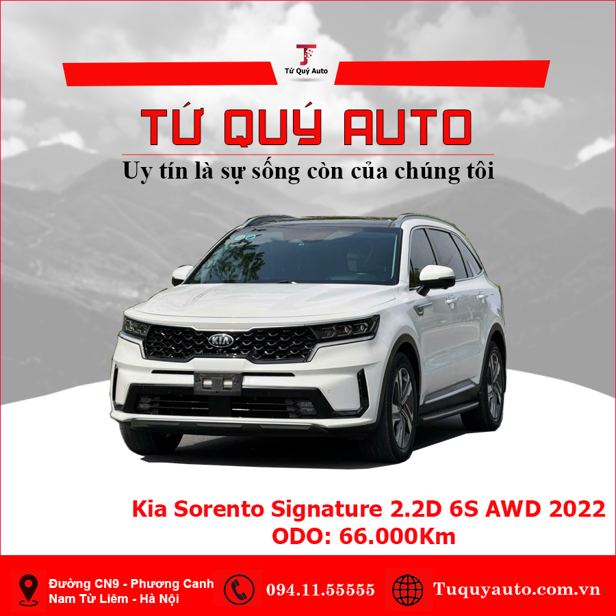 Xe Kia Sorento Signature 2.2D 6S AWD 2022 - Trắng