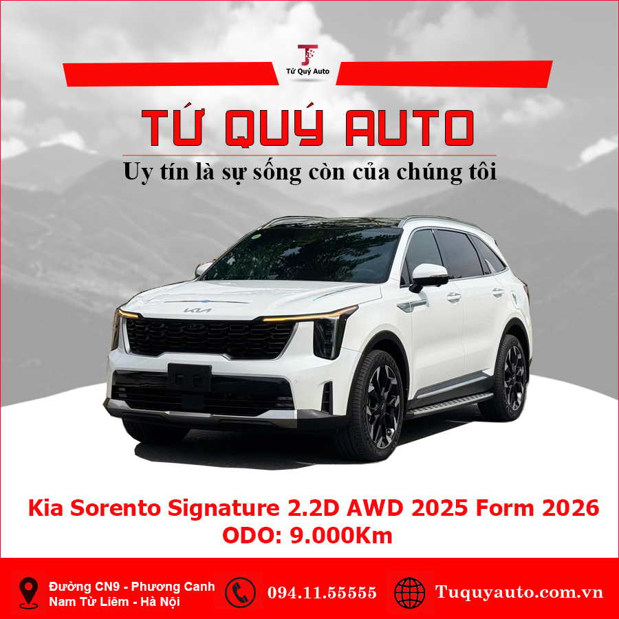 Xe Kia Sorento Signature 2.2D AT AWD 2025 - Trắng