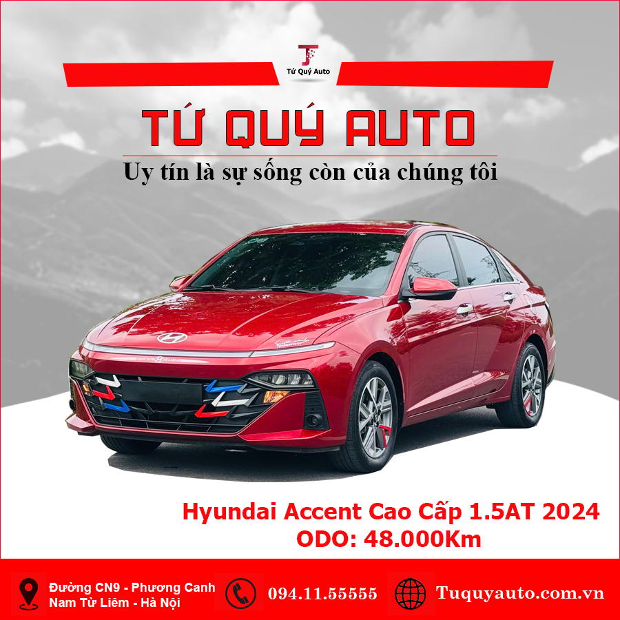 Xe Hyundai Accent Cao cấp 1.5 AT 2024 - Đỏ
