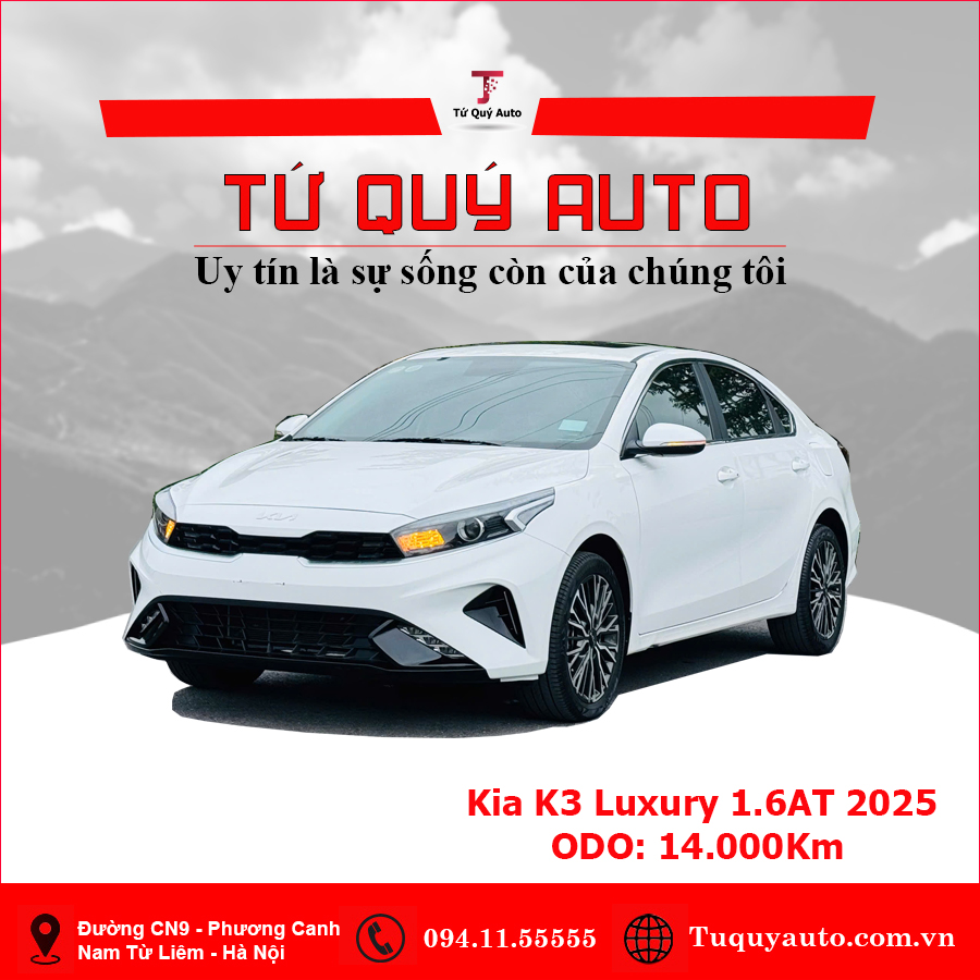 Xe Kia K3 Luxury 1.6 AT 2025 - Trắng