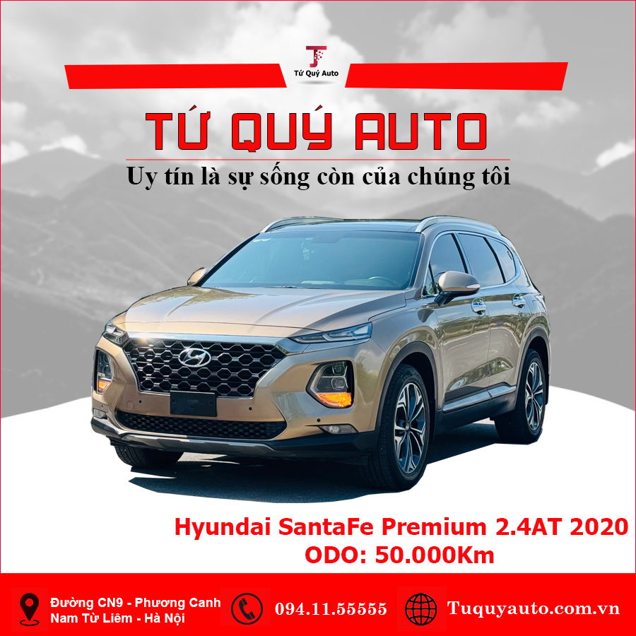 Xe Hyundai SantaFe Premium 2.4L HTRAC 2020 - Vàng Cát
