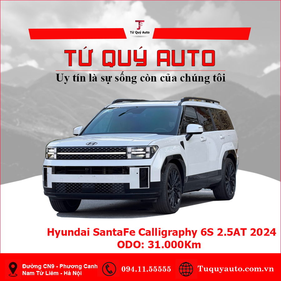 Xe Hyundai SantaFe Calligraphy 2.5L Turbo HTRAC 2024 - Trắng