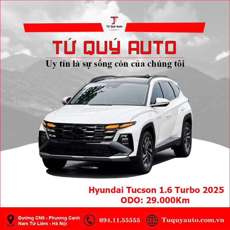 Xe Hyundai Tucson 1.6 AT Turbo HTRAC Đặc biệt 2025 - Trắng