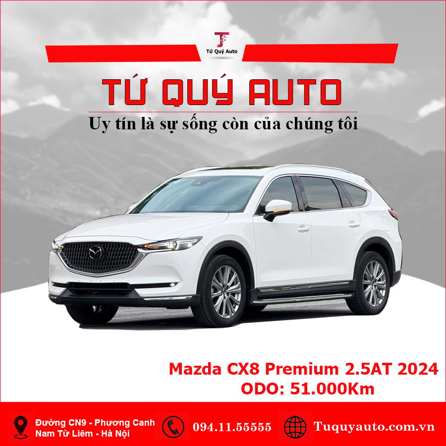 Xe Mazda CX8 Premium 2.5 AT 2024 - Trắng