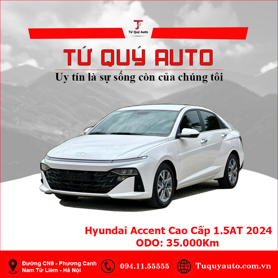 Xe Hyundai Accent Cao cấp 1.5 AT 2024 - Trắng