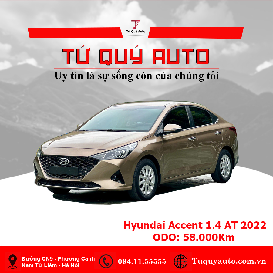 Xe Hyundai Accent 1.4 AT 2022 - Vàng Cát
