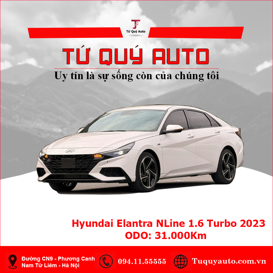 Xe Hyundai Elantra N-Line 1.6 Turbo AT 2023 - Trắng