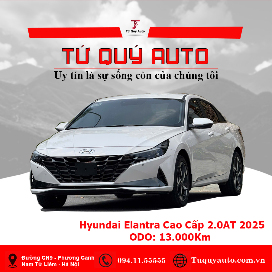 Xe Hyundai Elantra 2.0 AT Cao cấp 2025 - Trắng