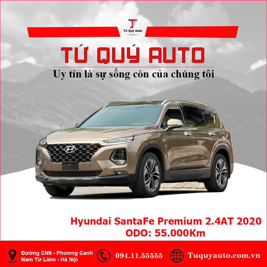Xe Hyundai SantaFe Premium 2.4L HTRAC 2020 - Vàng Cát