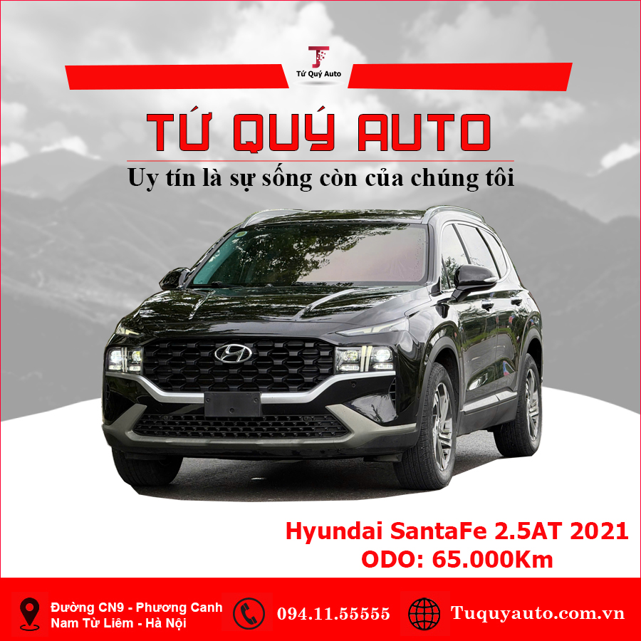 Xe Hyundai SantaFe Tiêu chuẩn 2.5L 2021 - Đen