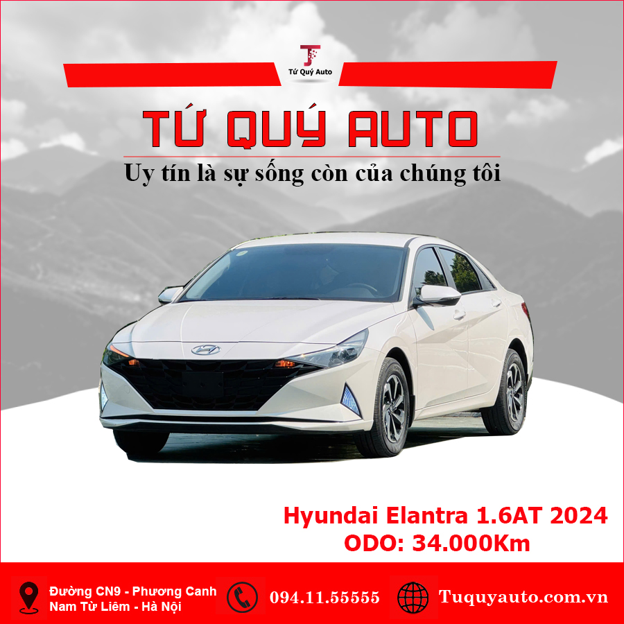 Xe Hyundai Elantra 1.6 AT Tiêu chuẩn 2024 - Trắng