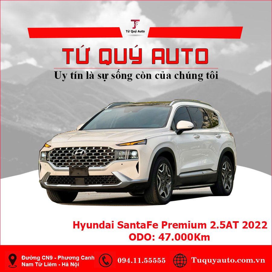 Xe Hyundai SantaFe Cao cấp 2.5L HTRAC 2022 - Trắng