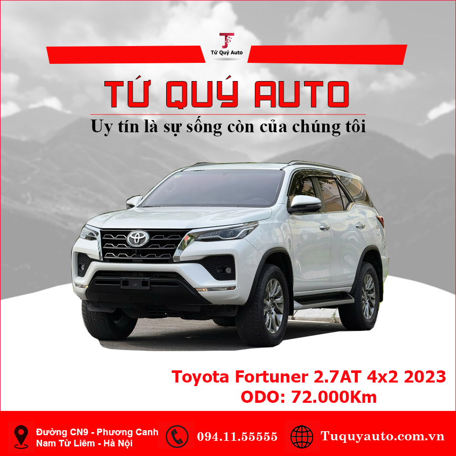 Xe Toyota Fortuner 2.7L 4x2 AT 2023 - Trắng