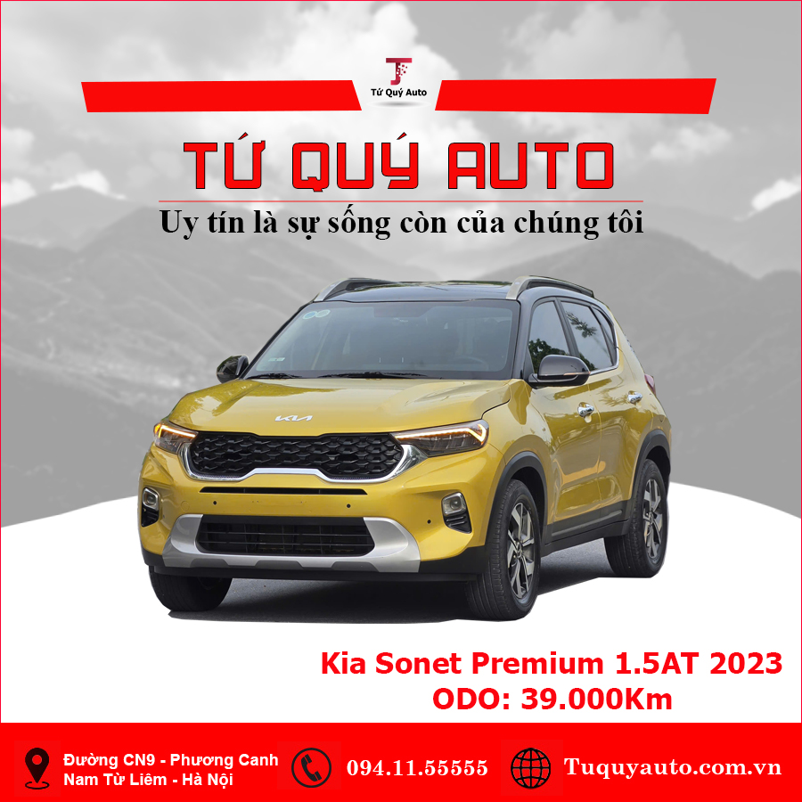 Xe Kia Sonet Premium 1.5 AT 2023 - Vàng Chanh