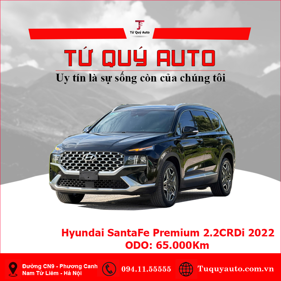 Xe Hyundai SantaFe Cao cấp 2.2L HTRAC 2022 - Đen