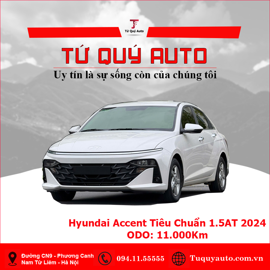 Xe Hyundai Accent 1.5 AT Tiêu Chuẩn 2024 - Trắng