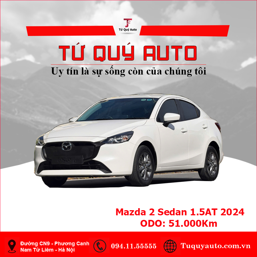 Xe Mazda 2 Sedan 1.5 AT 2024 - Trắng