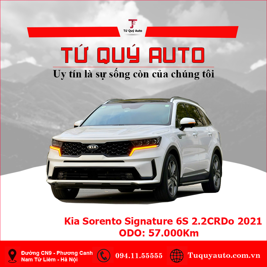 Xe Kia Sorento Signature 2.2 AT AWD 6S 2021 - Trắng