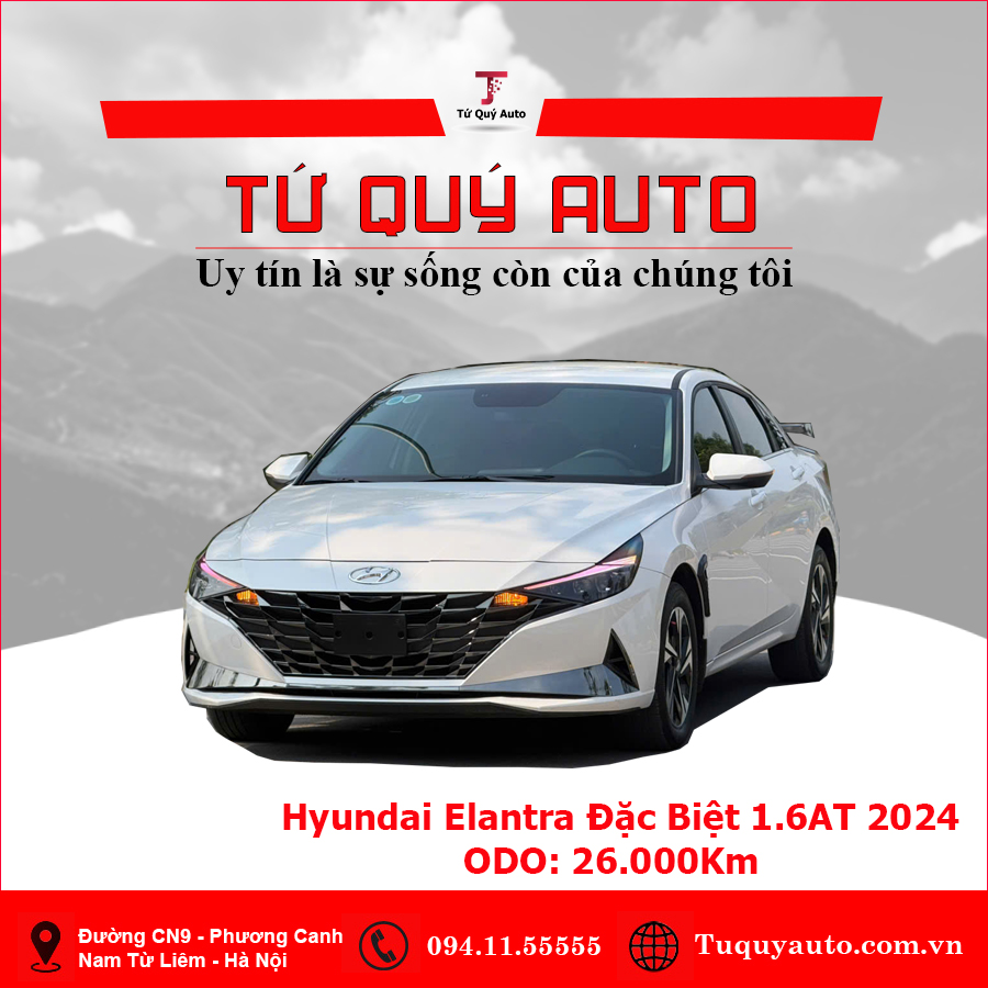Xe Hyundai Elantra 1.6 AT Đặc biệt 2024 - Trắng