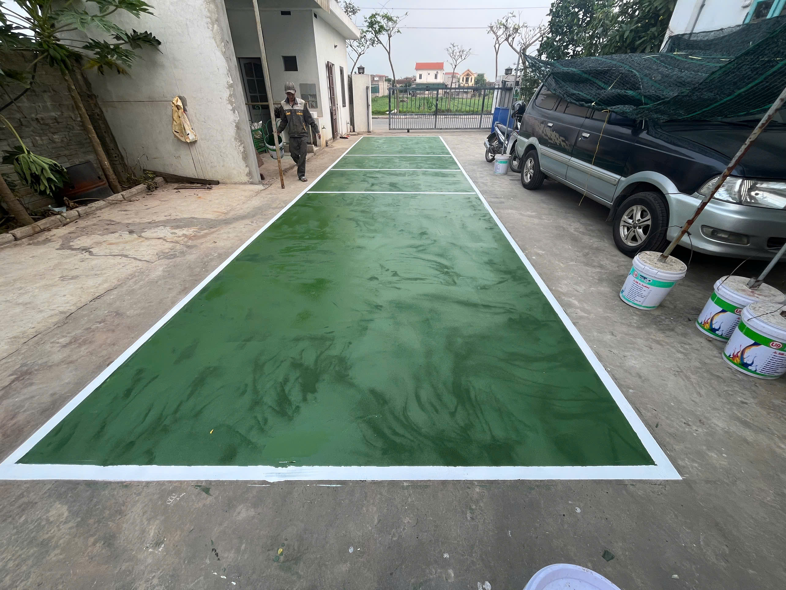 Thi công sân Pickle ball, sân thể thao trên nền bê tông