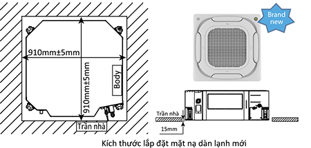 Mặt nạ dàn lạnh âm trần MDV-D90Q4/N1-D kiểu mới