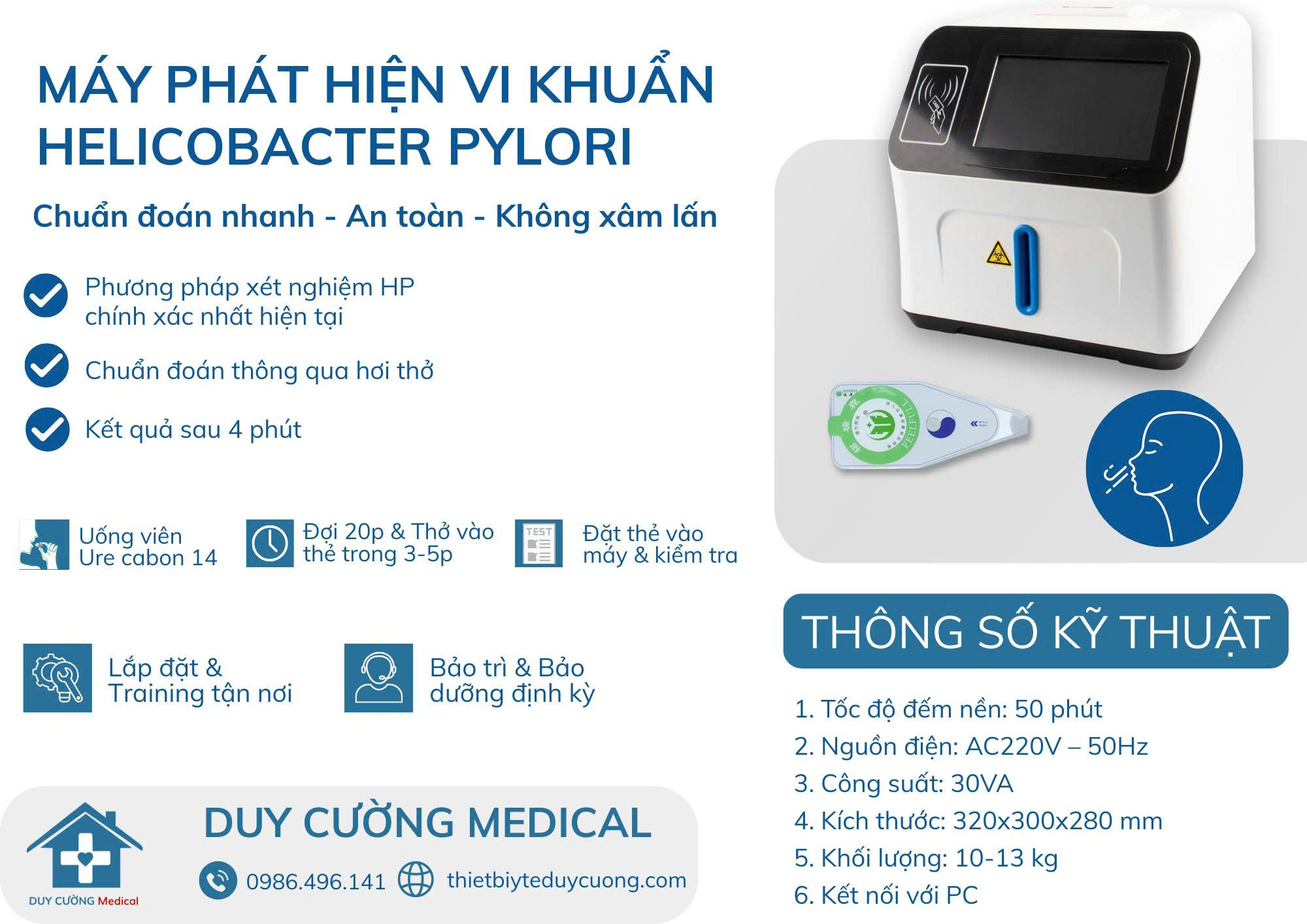 Test Hp qua hơi thở tiêu chuẩn vàng trong chuẩn đoán HP dạ dày