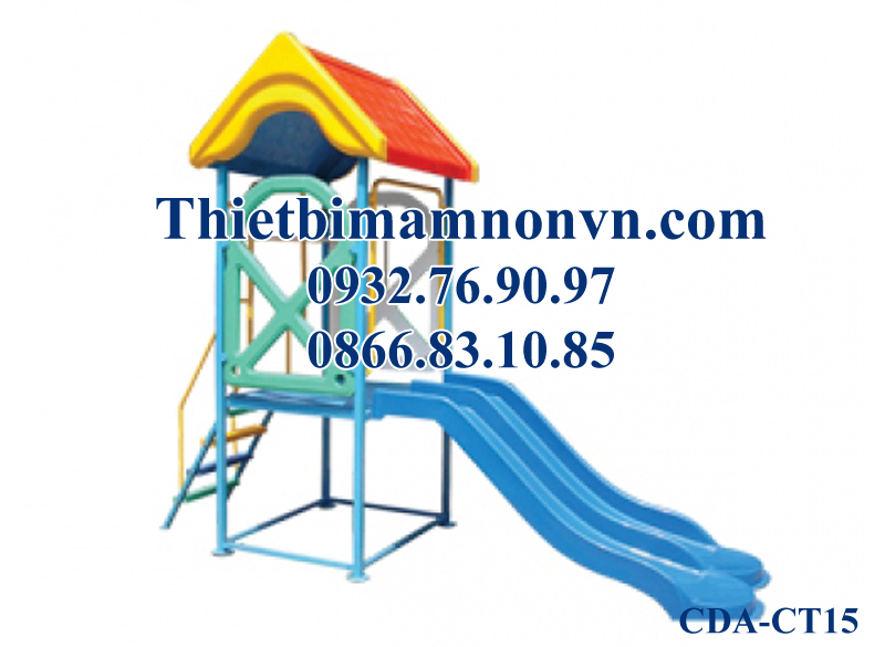 CT15- Cầu trượt mầm non 2 máng trượt