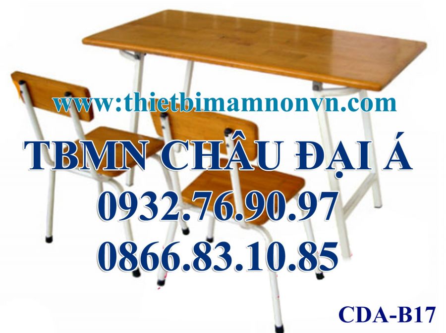 Bàn mầm non mặt gỗ chân sắt gập, B17