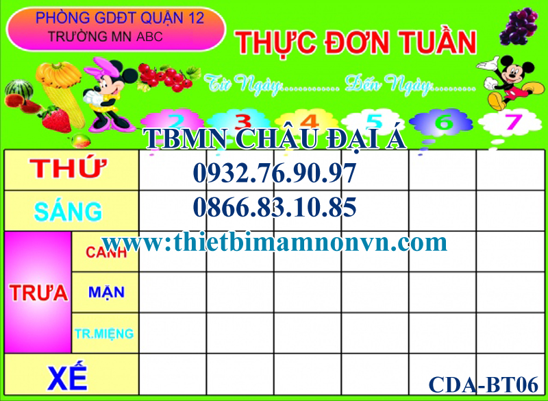 BT06- Thực đơn tuần