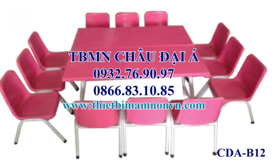 Bàn mầm non nhựa composite chân sắt, B12