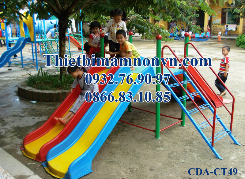Cầu trượt mầm non, Cầu trượt 2 máng đôi CT45