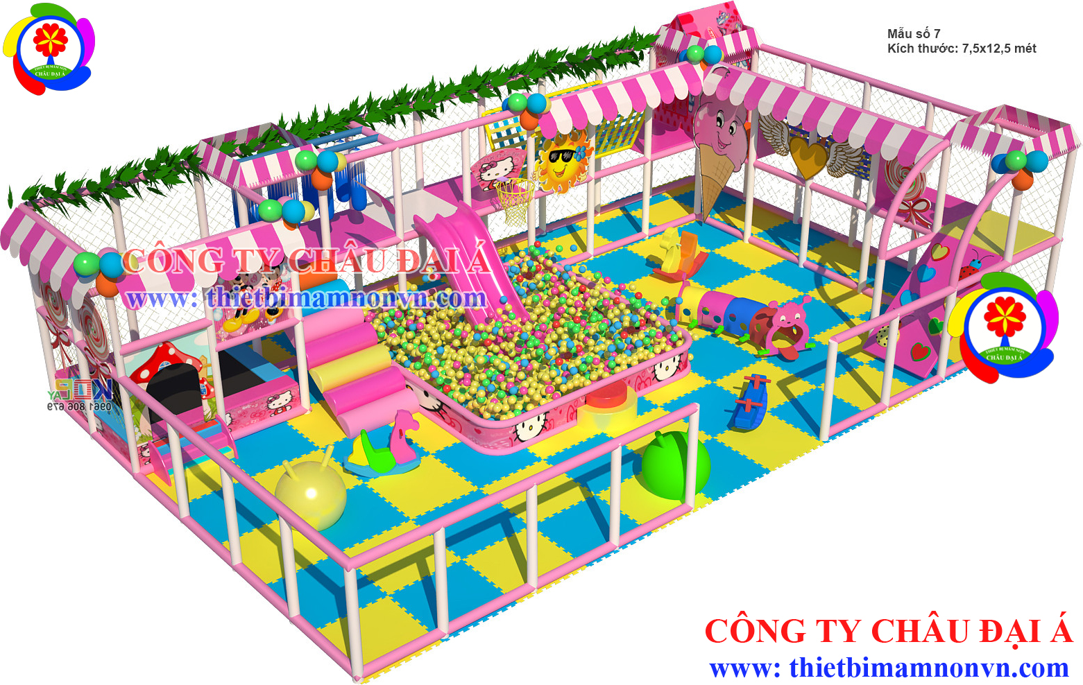 Thi công khu liên hoàn cho trẻ em giá rẻ