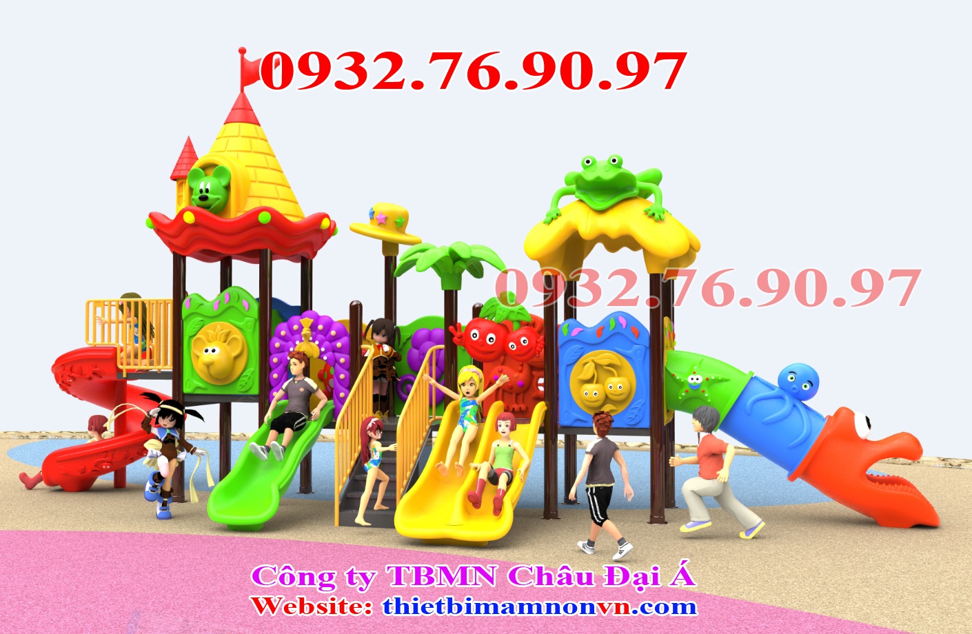 cầu trượt liên hoàn nhập khẩu chuột mickey ếch