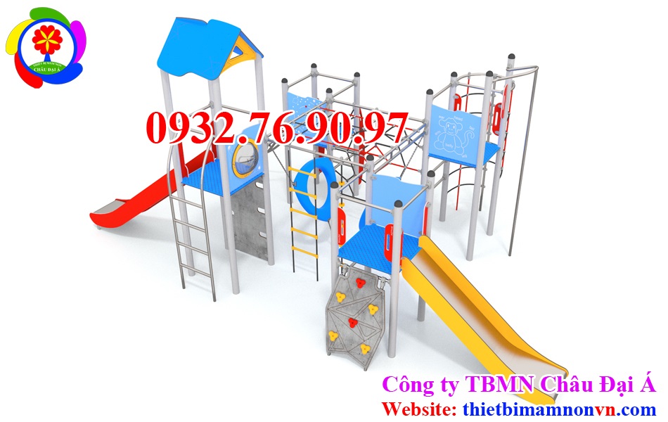 Cầu trượt liên hoàn thang leo vận động cho trẻ