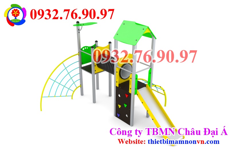 Cầu tuột thang leo ống chui liên hoàn vận động cho bé