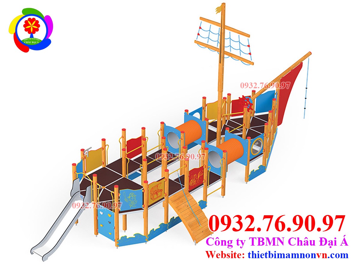 Cầu trượt thang leo ống chui vận động liên hoàn cho trẻ em