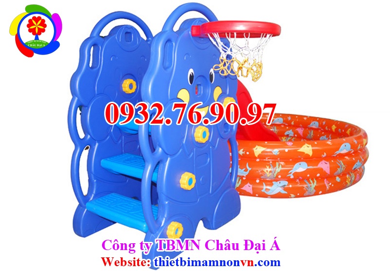 Cầu trượt đơn mầm non hình gấu