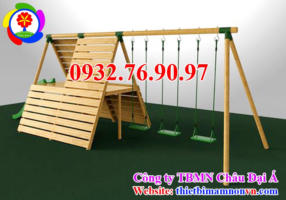 Thiết kế thi công cầu tuột xích đu bằng gỗ cho trẻ em
