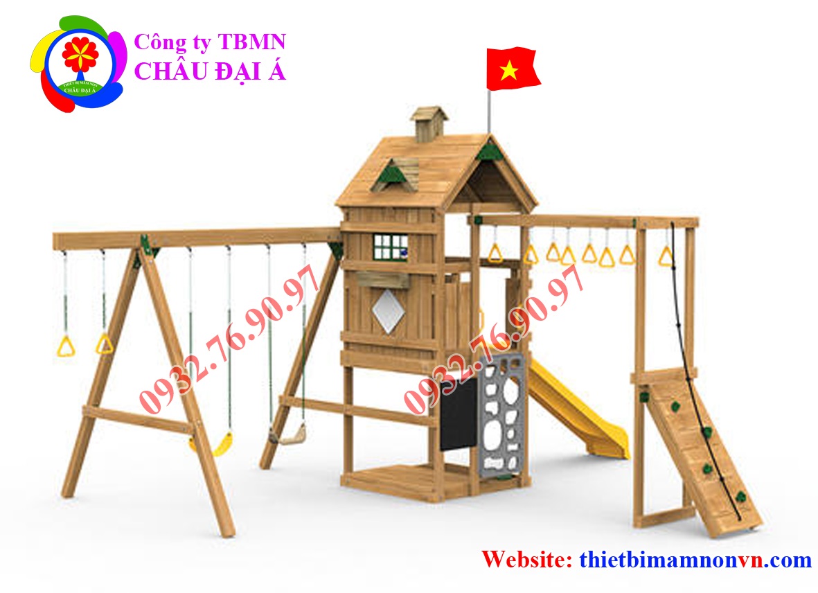 Bộ cầu trượt thang leo bằng gỗ đẹp