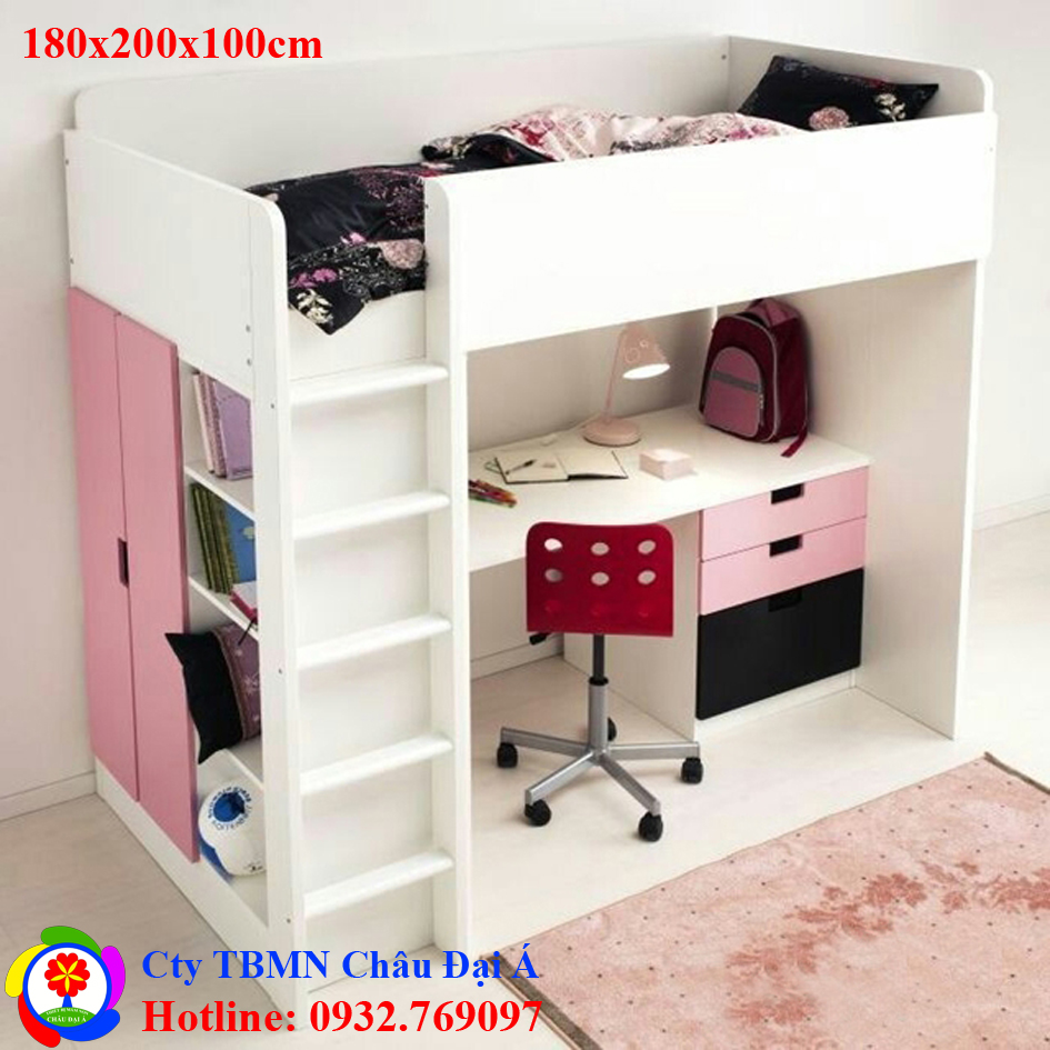 Bộ giường tầng bàn học cho bé gái
